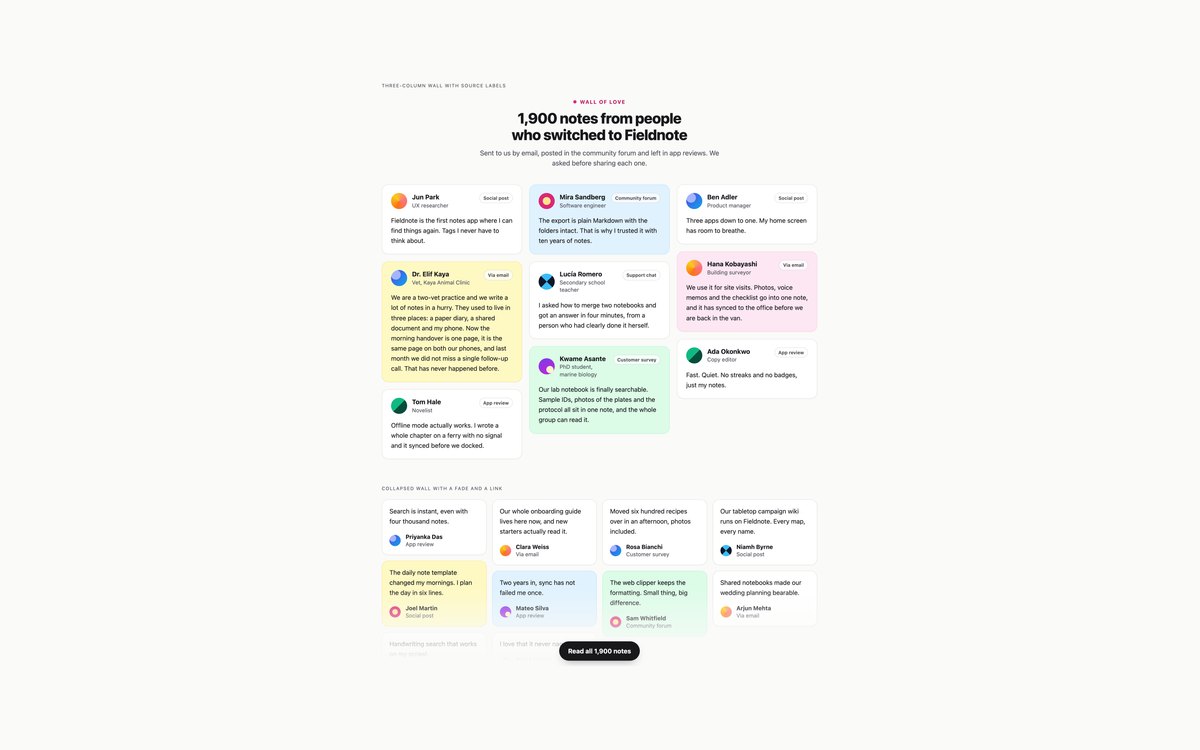 Wall of Love Testimonials — free testimonial section snippet in CSS, Bootstrap and Tailwind by uiCookies