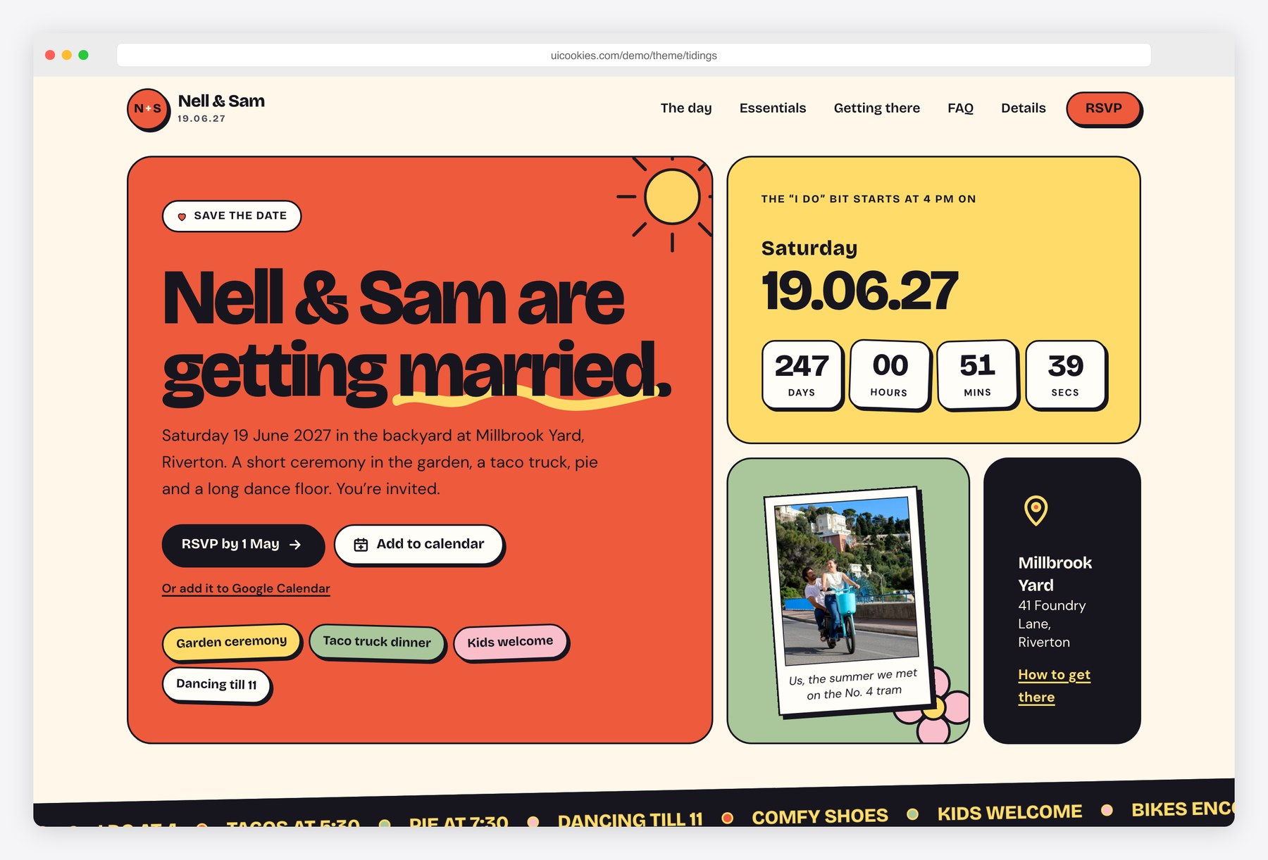 Tidings — Free Wedding RSVP Website Template preview