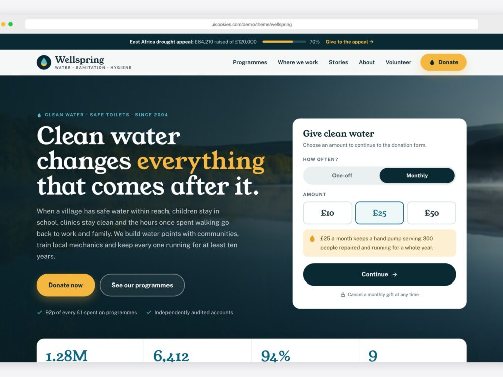 Wellspring — Free Charity Website Template preview