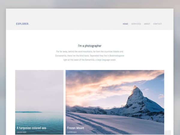 Explorer Free Photography Website Template Using Bootstrap