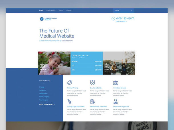 Health Free Medical Template Using Bootstrap 4 Framework UiCookies
